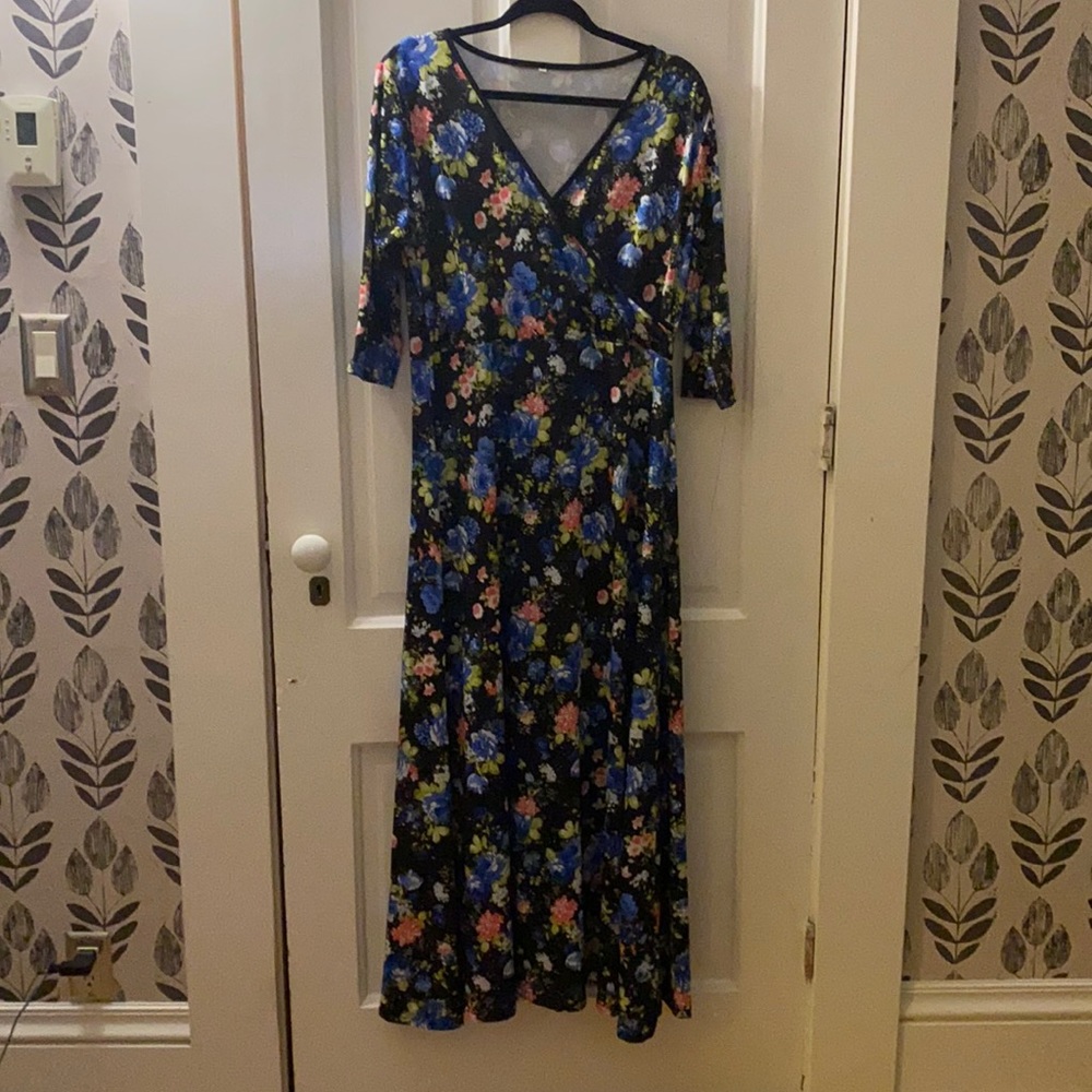 Floral Surplice Maxi Dress